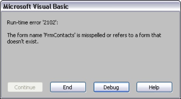 An error message resulting from a procedure with no error-handling routine